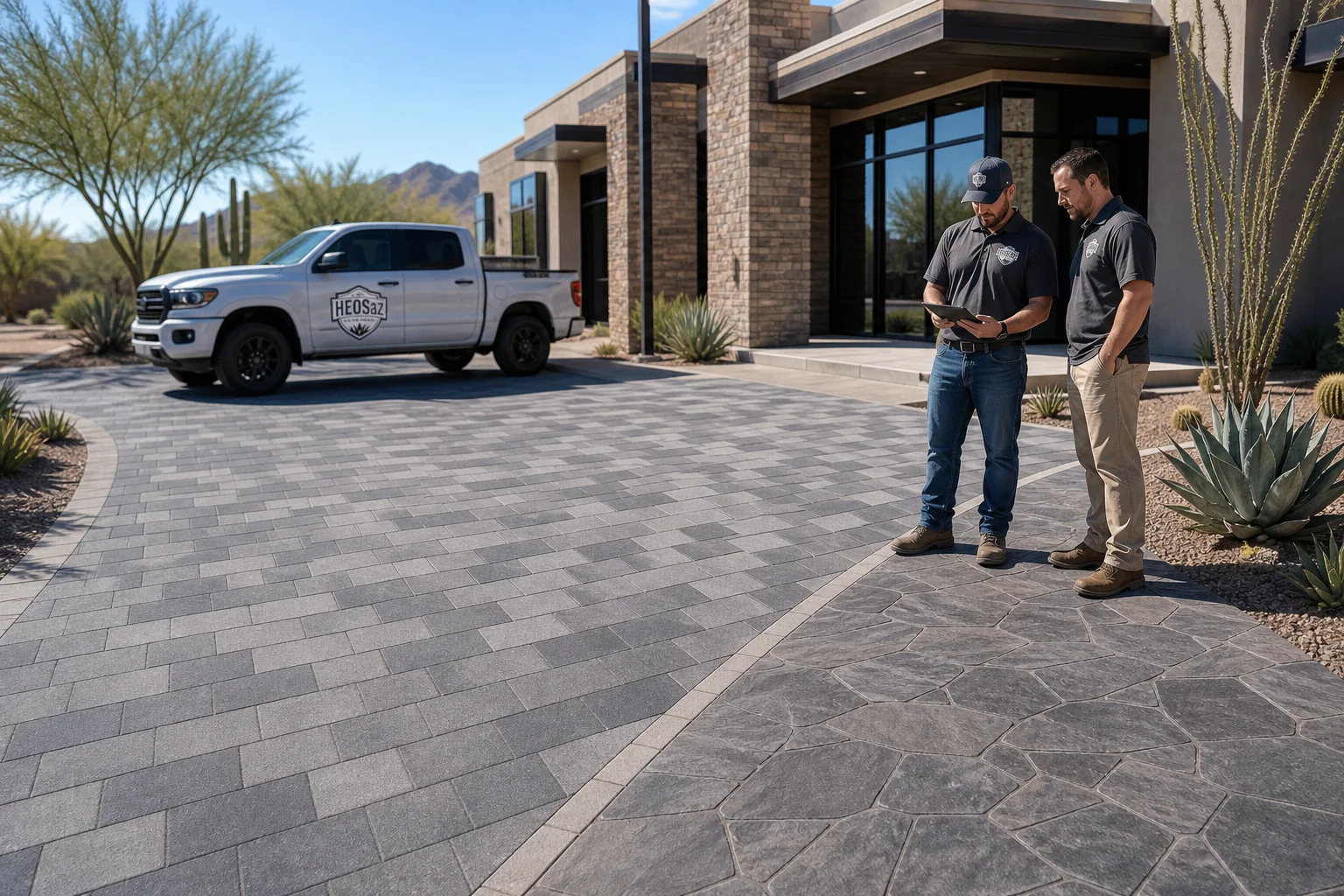 Pavers vs Stamped Concrete for Commercial Spaces: Cost, Lifespan and Liability