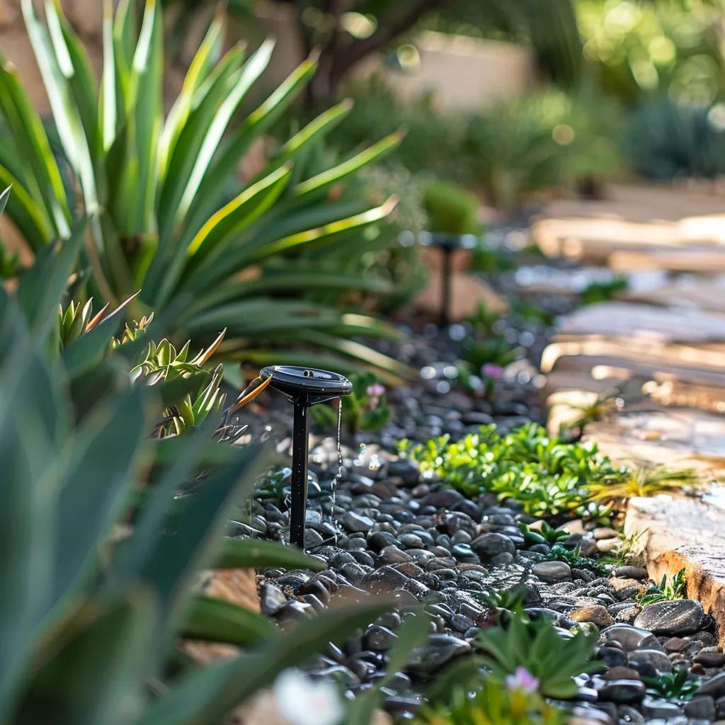 Smart irrigation system in a Phoenix garden demonstrating efficient watering technology