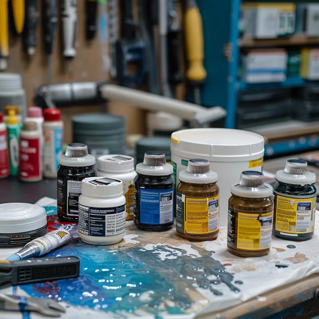 Samples of common hardscape sealants and waterproofing products